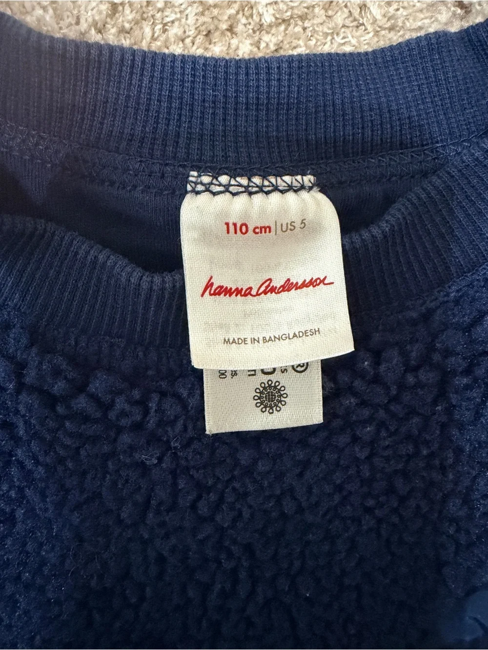 Hanna Andersson Navy Sherpa Pullover with Zip Pocket 5Y